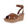 thumbnail image 1 of Nine West Womens Dureen 3 Faux Leather Wedge Sandals Tan 9.5 Medium (B,M), 1 of 3