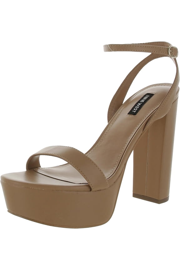 Womens Faux Leather Open Toe Pumps