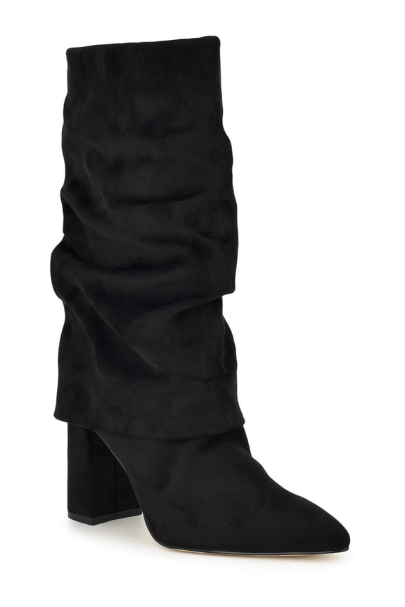 Womens Francis 2 Block Heel Faux Suede Mid-Calf Boots