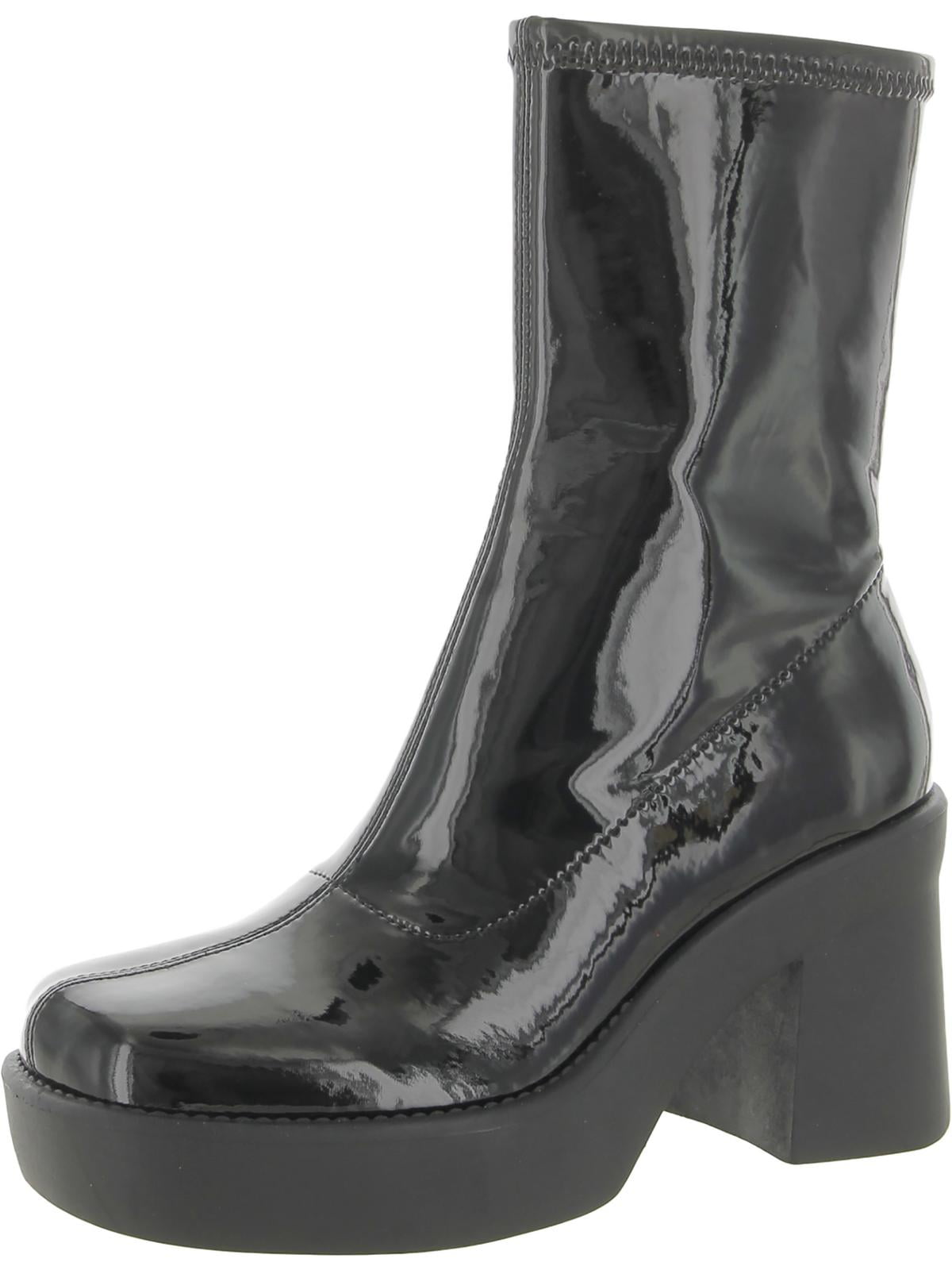 Nine West Womens Gerri 2 Faux Suede Square Toe Mid Calf Boots