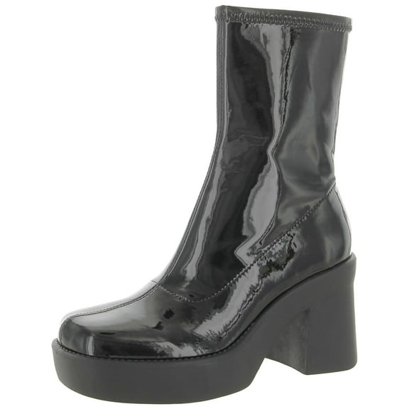 Nine West Womens Gerri 3 Patent Square Toe Mid-Calf Boots