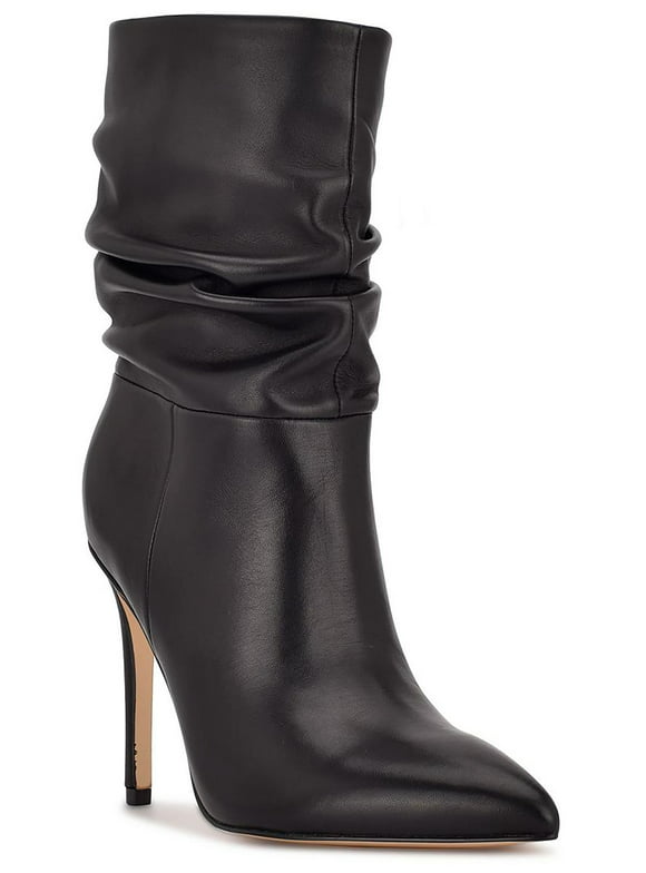 Nine West Womens JENN Leather Pointed Toe Mid-Calf Boots