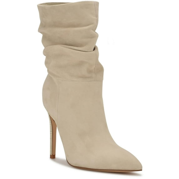 Nine West Womens JENN Leather Pointed Toe Mid-Calf Boots