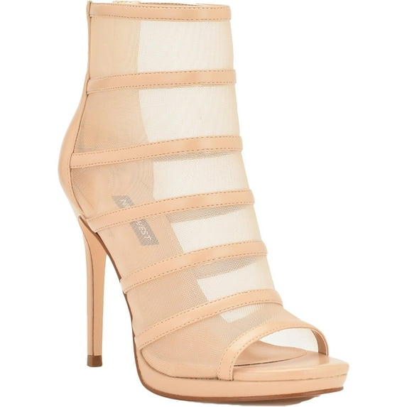 Nine West Womens Larang 2 Faux Leather Peep Toe Ankle Boots