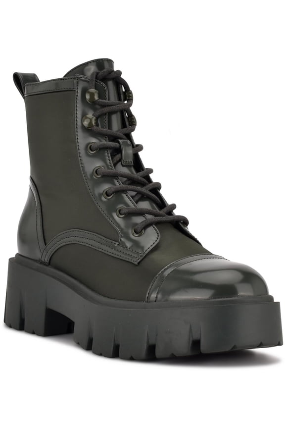 Womens Obri 2 Patent Ankle Combat & Lace-up Boots