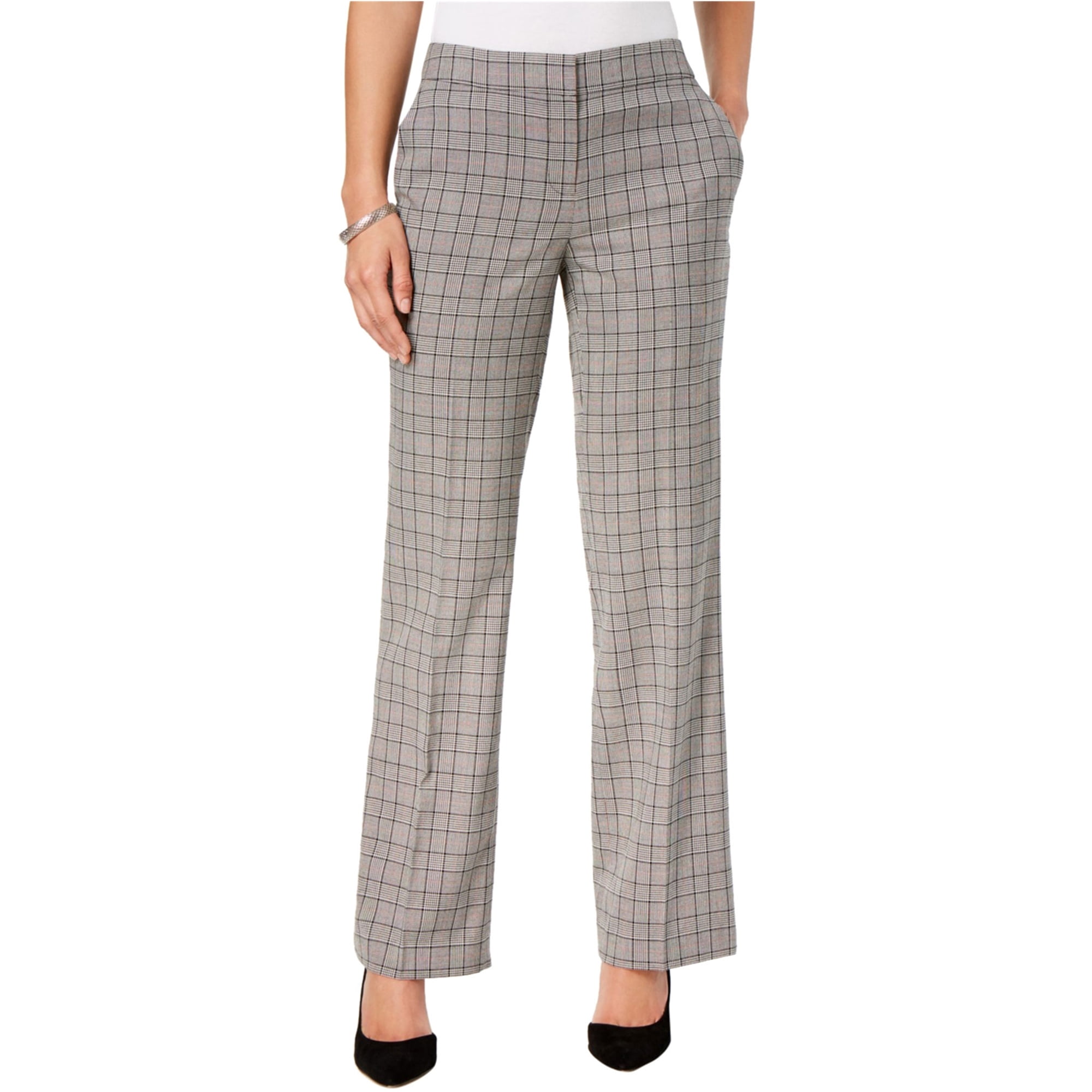 Buy AND Grey Womens Straight Fit 2 Pocket Check Pants | Shoppers Stop
