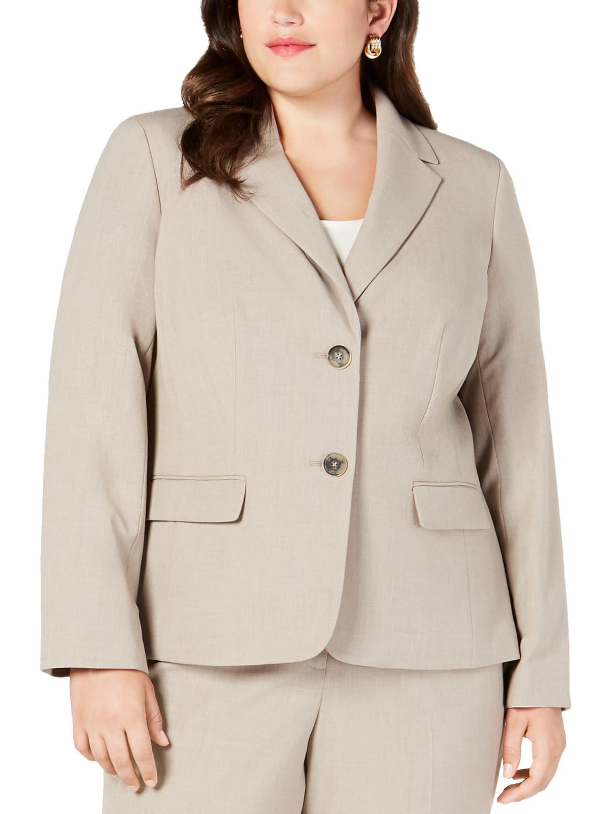 Nine West Womens Plus Suit Separate Professional Two Button Blazer Beige 22W Walmart