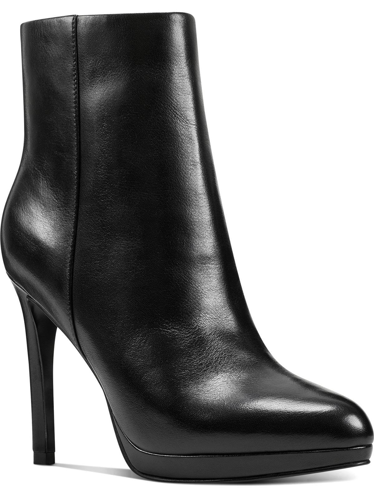 Nine West Womens Querida Leather Almond Toe Booties Black 7.5