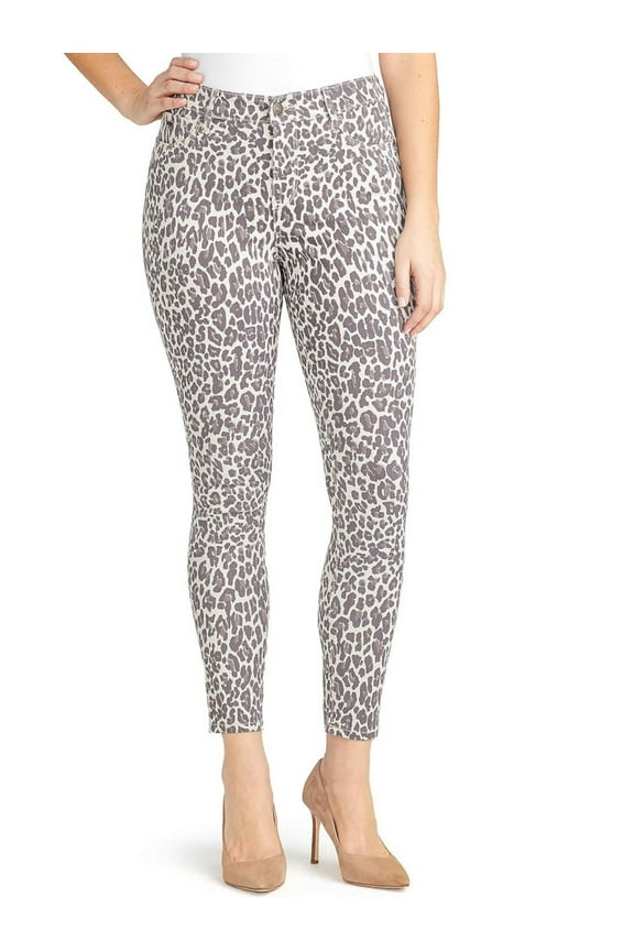 Womens Size 8 Slim Fit 5-Pocket Printed Denim Gramercy Skinny Ankle Jeans, Leopard