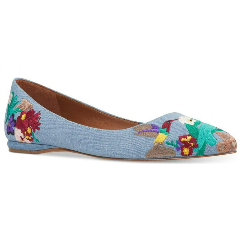 Nine West Womens Suziella Fabric Pointed Toe Ballet Flats