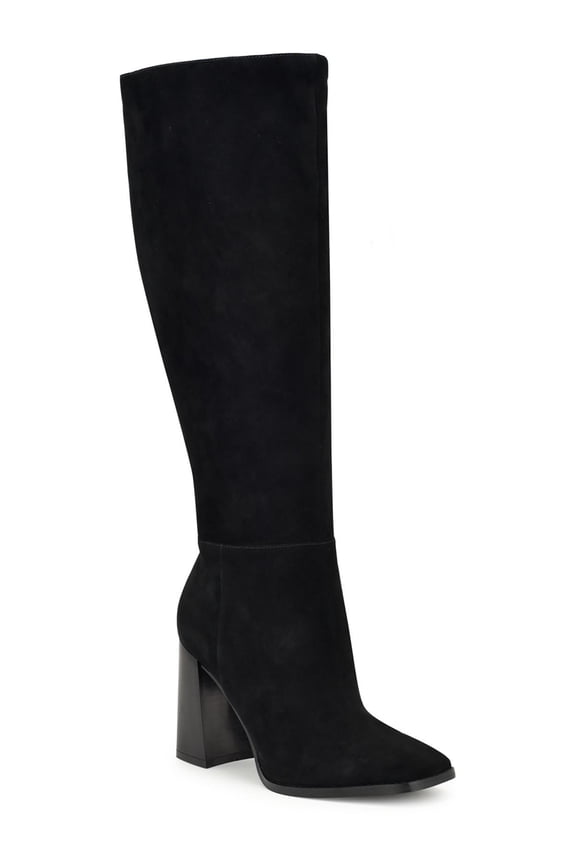 Womens Temas Faux Suede Square Toe Knee-High Boots