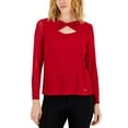 thumbnail image 1 of Nine West Womens Twist Neck Cutout Long Sleeve Top Red M, 1 of 1