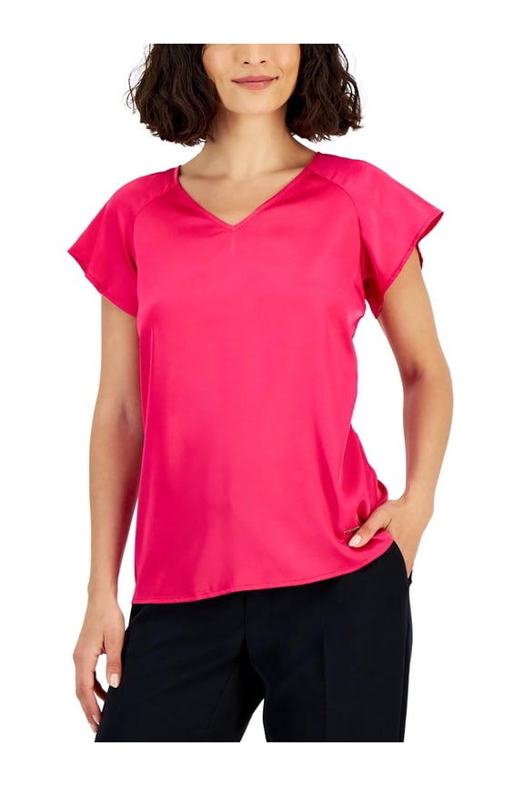 Womens V-Neck Tie-Back Blouse
