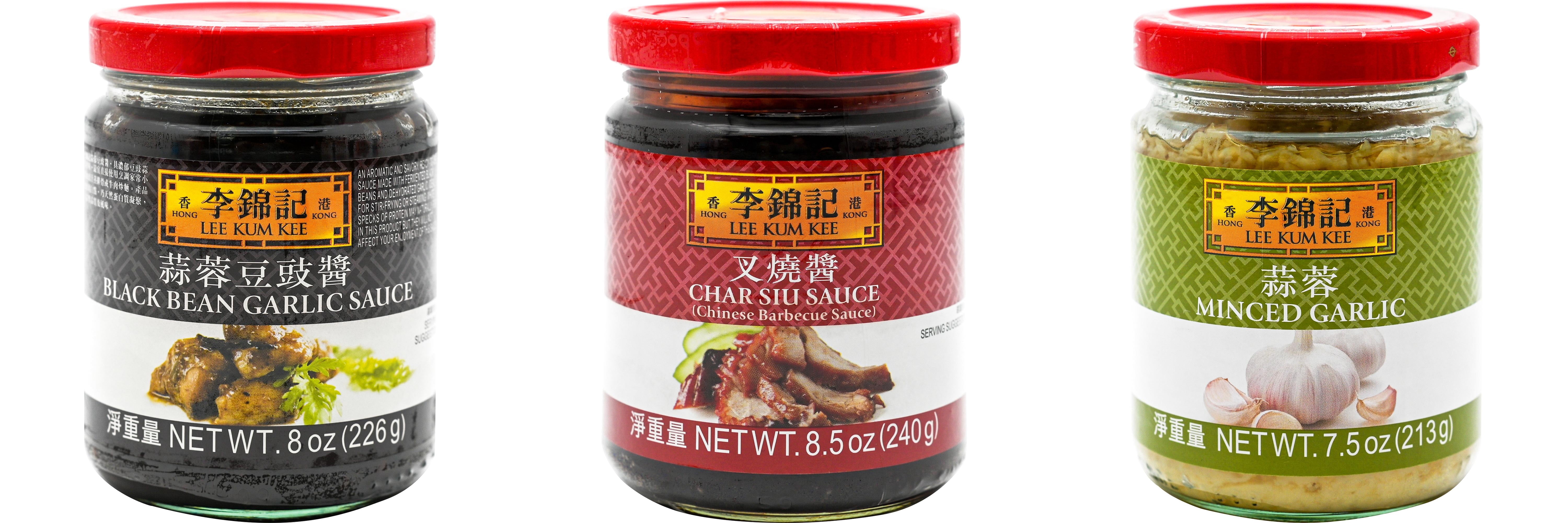 NineChef Brand Spoon Plus 3 Pack Lee Kum Kee Cooking Sauce, 3 Flavors(Black Bean Garlic Sauce,Char Siu Sauce,Minced Garlic Sauce)