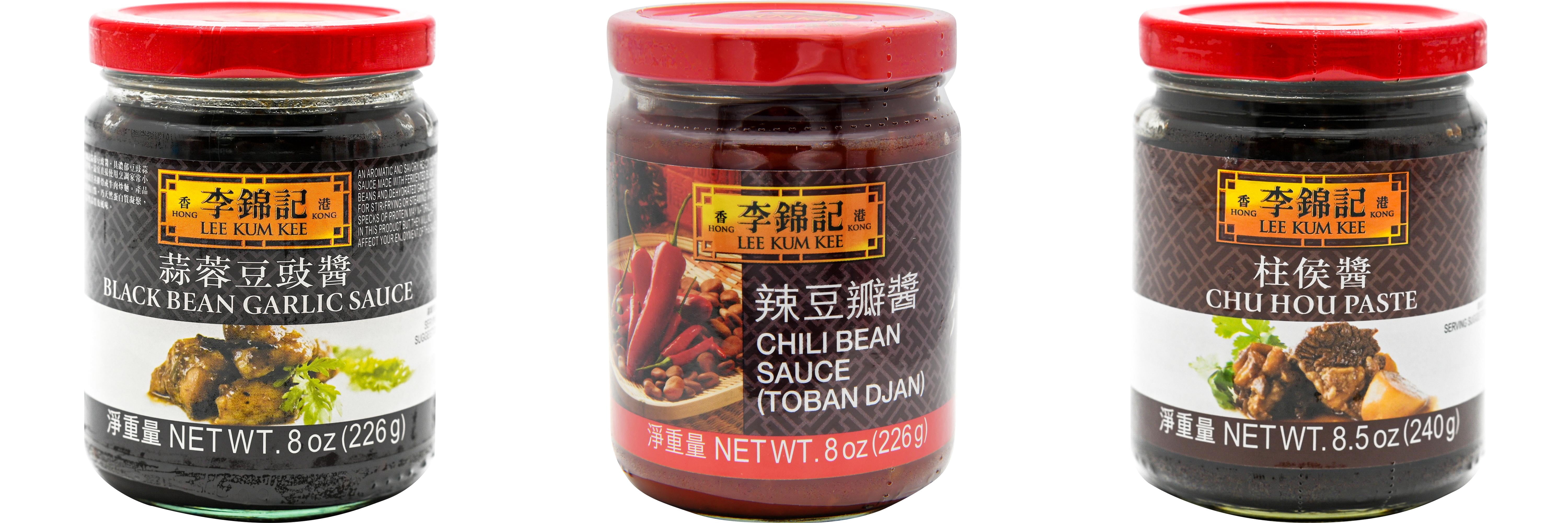 NineChef Brand Spoon Plus 3 Pack Lee Kum Kee Cooking Sauce, 3 Flavors(Black Bean Garlic Sauce,Chili Bean Sauce,Chu Hou)