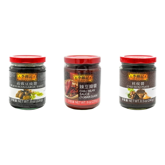 NineChef Brand Spoon Plus 3 Pack Lee Kum Kee Cooking Sauce, 3 Flavors(Black Bean Garlic Sauce,Chili Bean Sauce,Chu Hou)