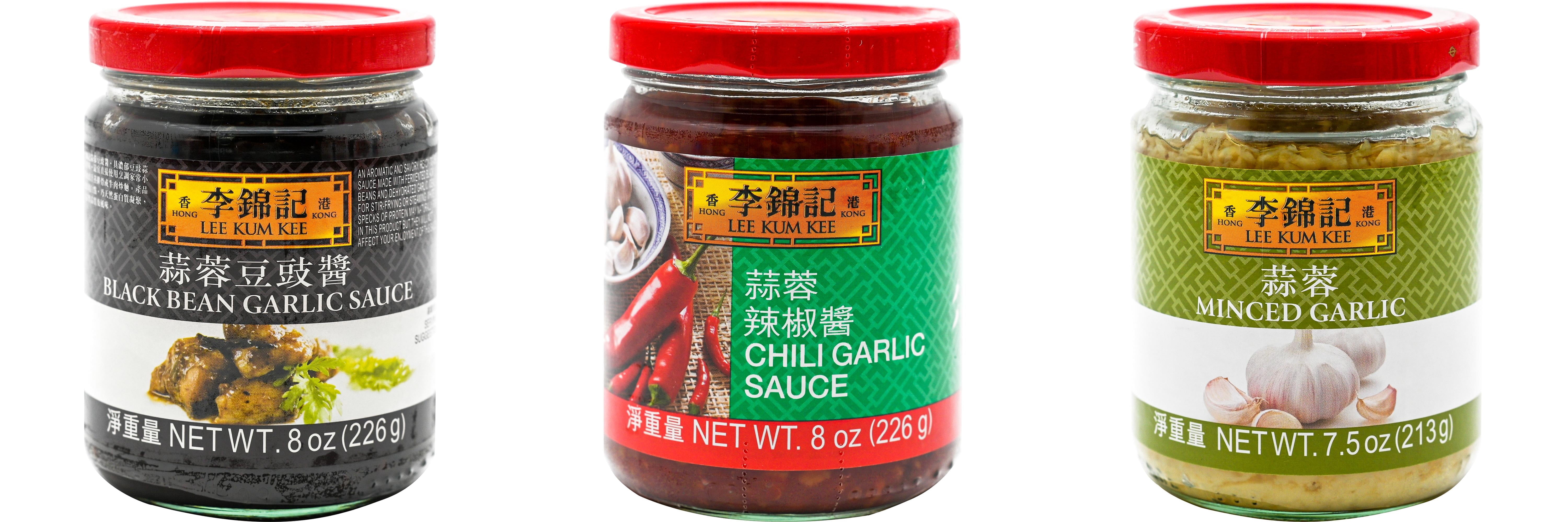 NineChef Brand Spoon Plus 3 Pack Lee Kum Kee Cooking Sauce, 3 Flavors(Black Bean Garlic Sauce,Chili Garlic Sauce,Minced Garlic Sauce)
