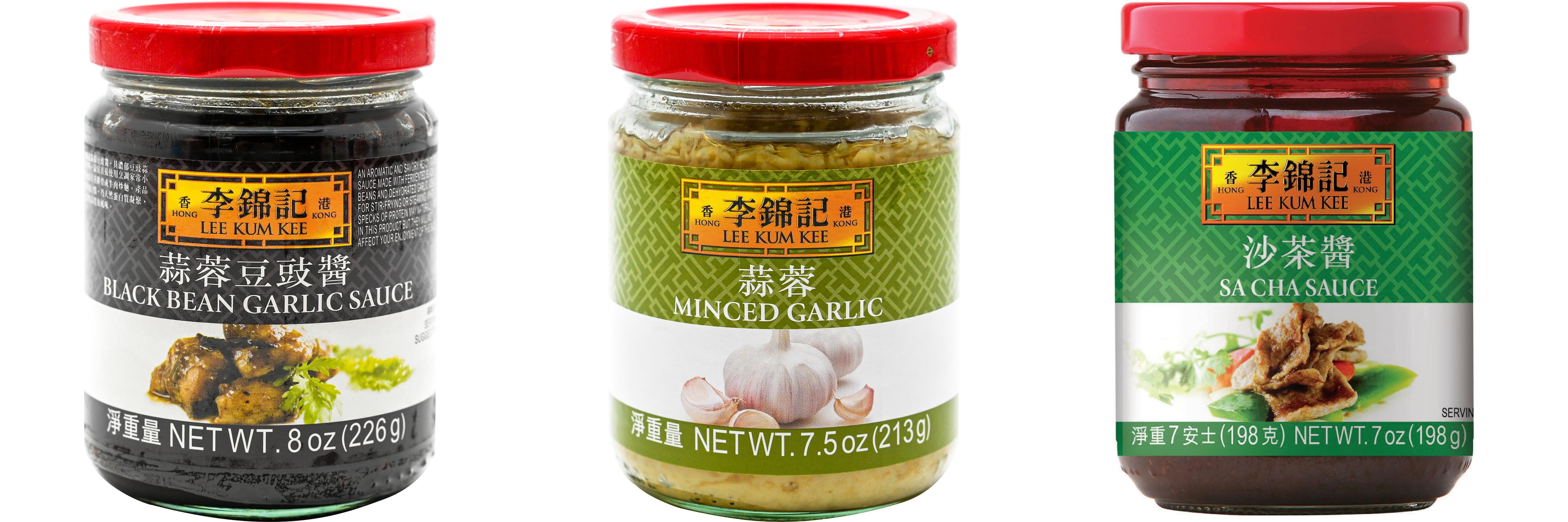 NineChef Brand Spoon Plus 3 Pack Lee Kum Kee Cooking Sauce, 3 Flavors(Black Bean Garlic Sauce,Minced Garlic Sauce,Sa Cha Sauce)