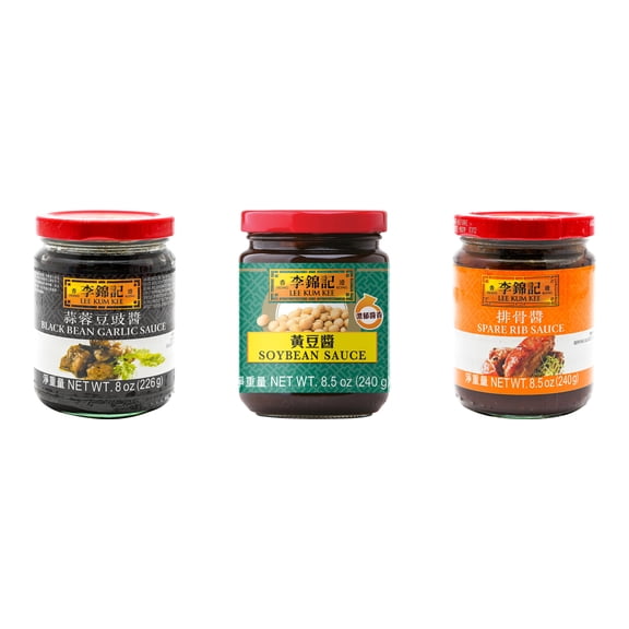 NineChef Brand Spoon Plus 3 Pack Lee Kum Kee Cooking Sauce, 3 Flavors(Black Bean Garlic Sauce,Soybean Sauce,Spare Rib Sauce)