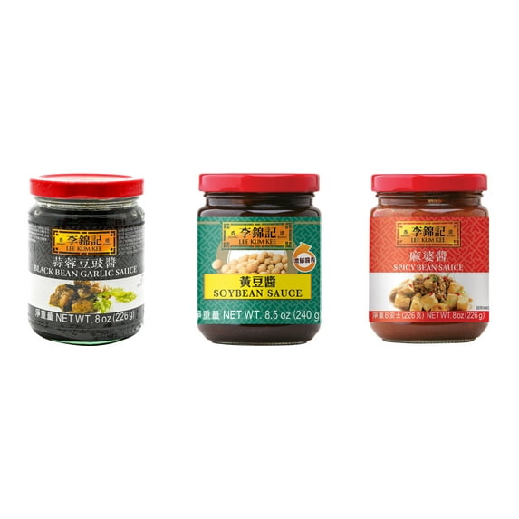 NineChef Brand Spoon Plus 3 Pack Lee Kum Kee Cooking Sauce, 3 Flavors(Black Bean Garlic Sauce,Soybean Sauce,Spicy Bean Sauce)