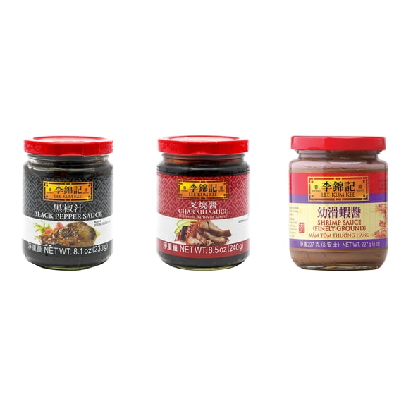 NineChef Brand Spoon Plus 3 Pack Lee Kum Kee Cooking Sauce, 3 Flavors(Black Pepper Sauce,Char Siu Sauce,Finely Shrimp)
