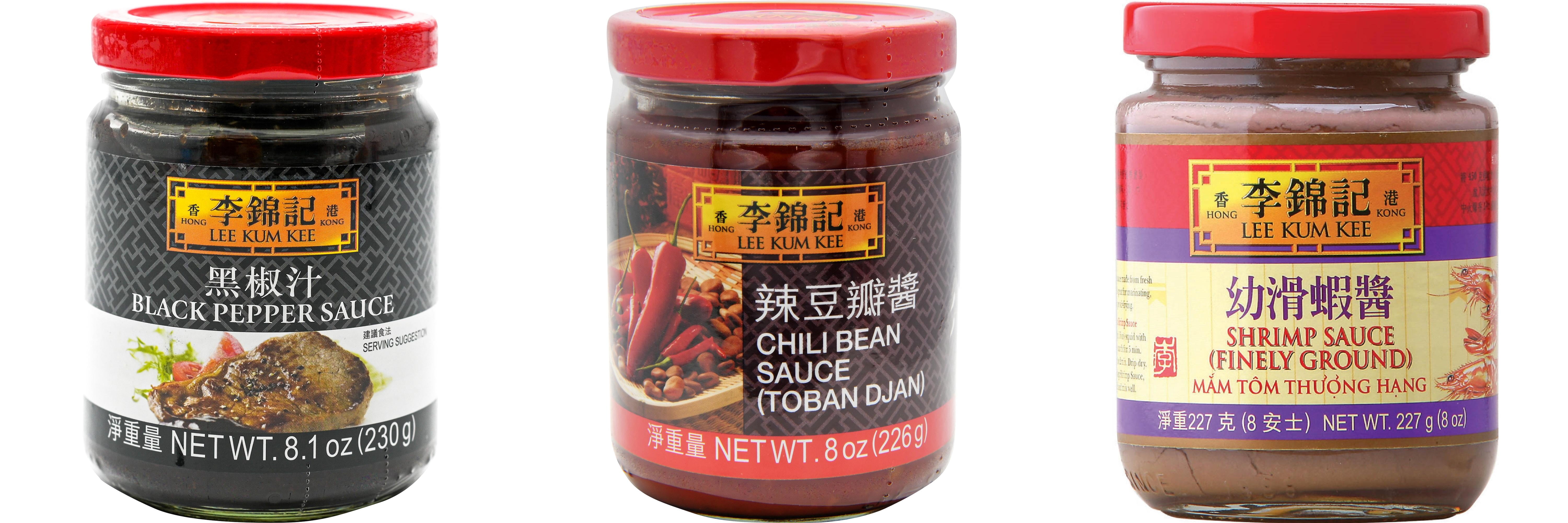 NineChef Brand Spoon Plus 3 Pack Lee Kum Kee Cooking Sauce, 3 Flavors(Black Pepper Sauce,Chili Bean Sauce,Finely Shrimp)