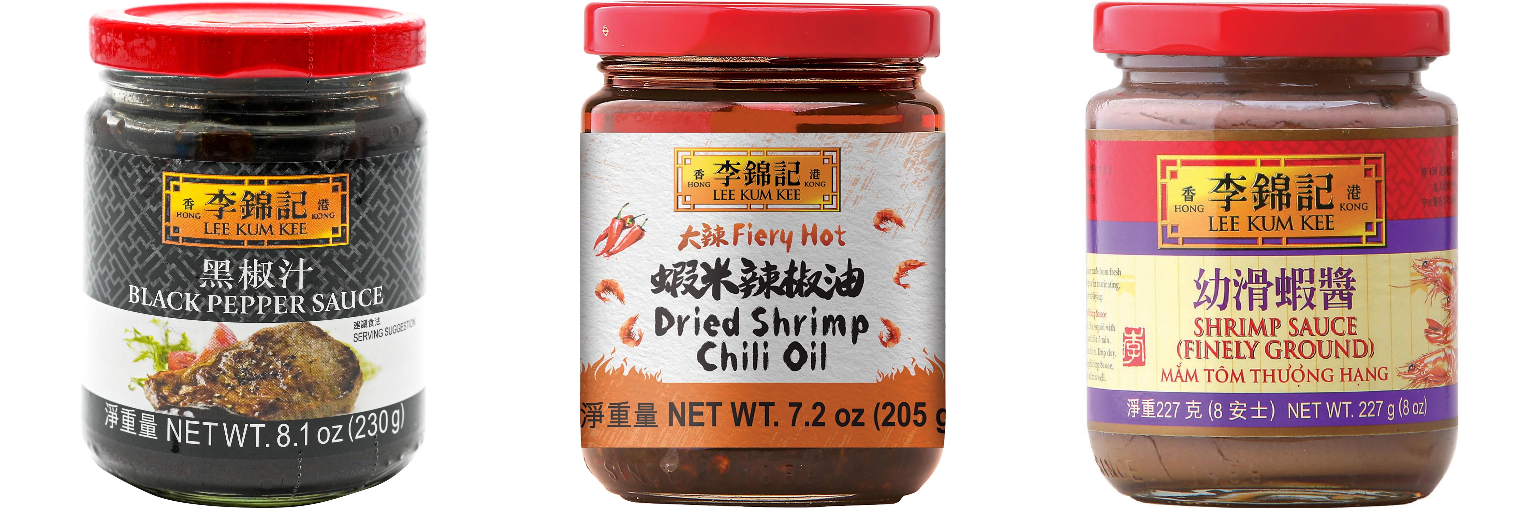 NineChef Brand Spoon Plus 3 Pack Lee Kum Kee Cooking Sauce, 3 Flavors(Black Pepper Sauce,Dried Shrimp Chili Oil,Finely Shrimp)
