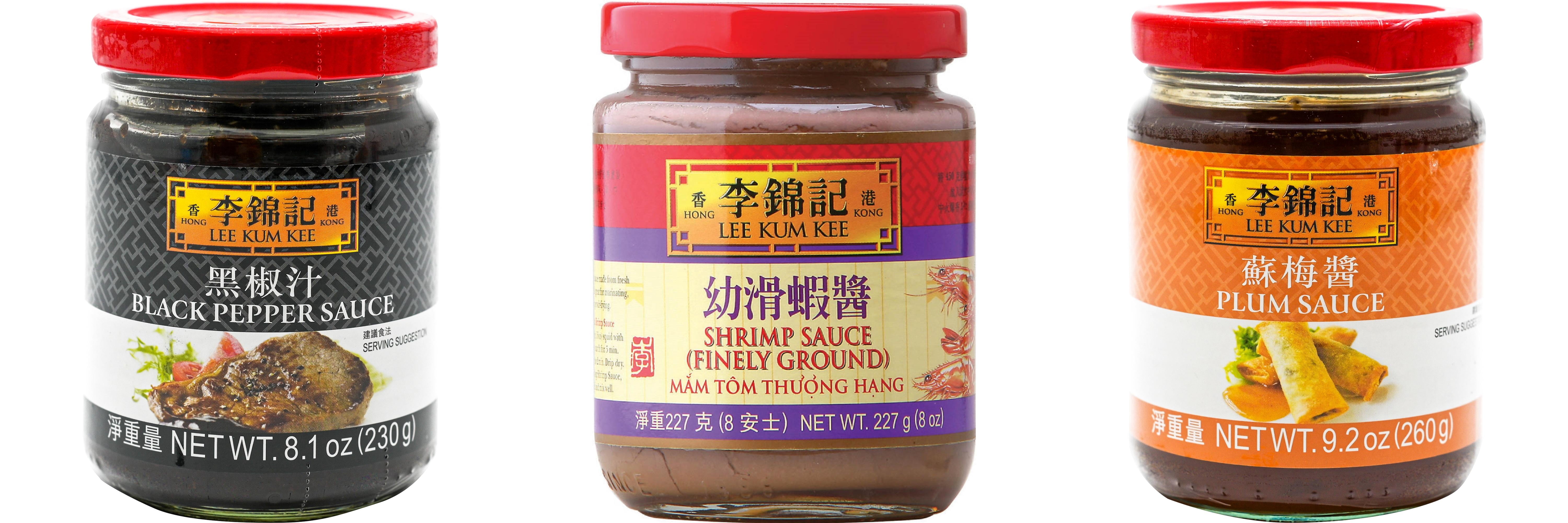 NineChef Brand Spoon Plus 3 Pack Lee Kum Kee Cooking Sauce, 3 Flavors(Black Pepper Sauce,Finely Shrimp,Plum Sauce)