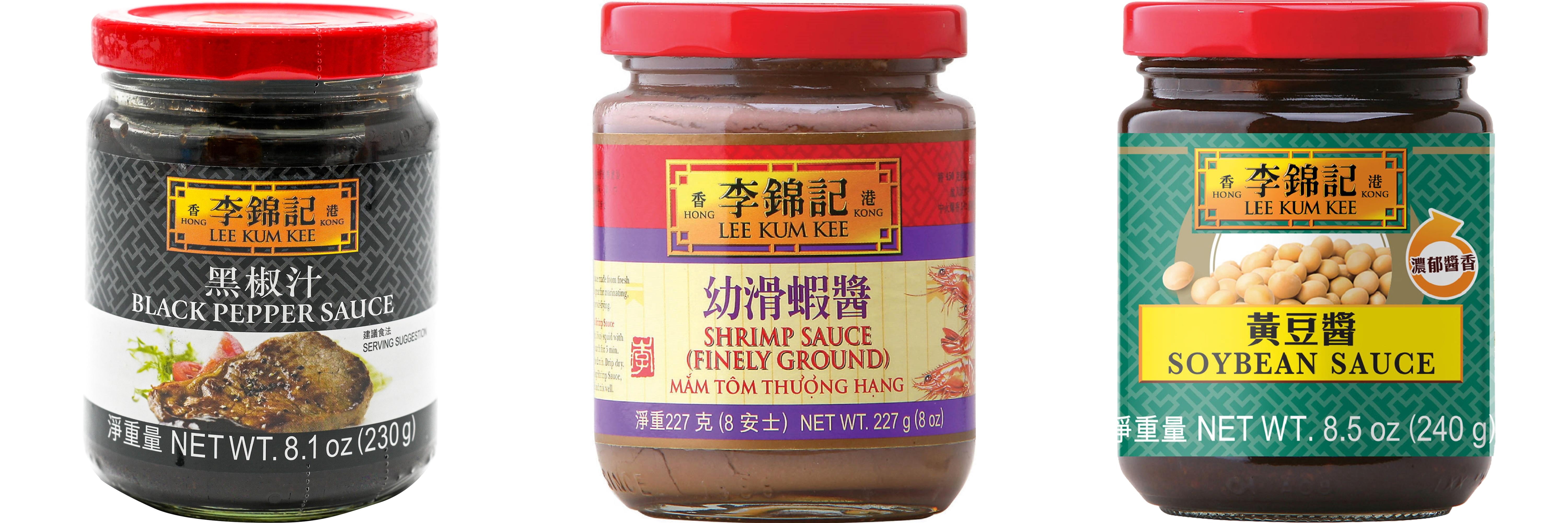 NineChef Brand Spoon Plus 3 Pack Lee Kum Kee Cooking Sauce, 3 Flavors(Black Pepper Sauce,Finely Shrimp,Soybean Sauce)