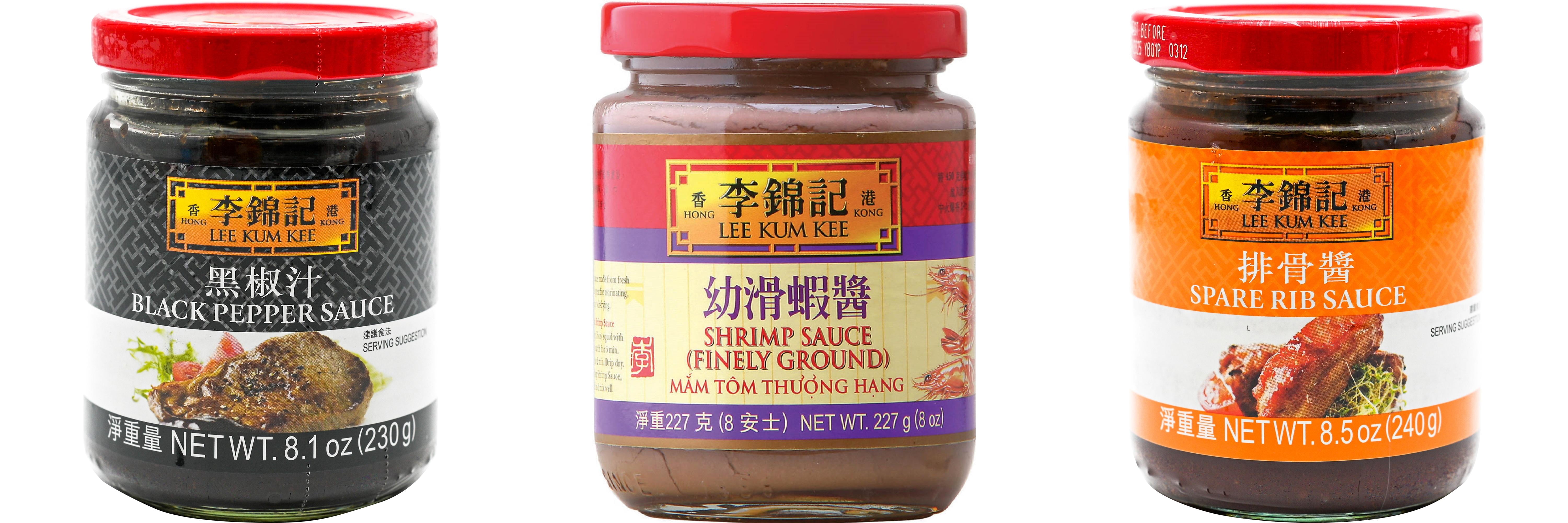 NineChef Brand Spoon Plus 3 Pack Lee Kum Kee Cooking Sauce, 3 Flavors(Black Pepper Sauce,Finely Shrimp,Spare Rib Sauce)