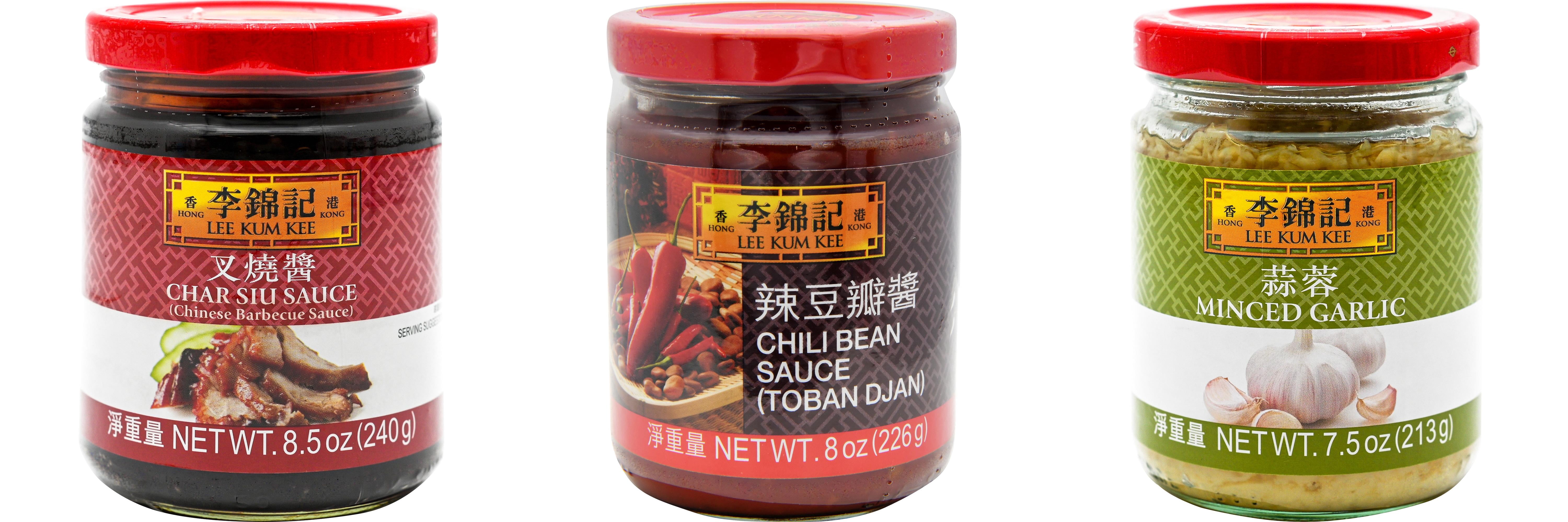 NineChef Brand Spoon Plus 3 Pack Lee Kum Kee Cooking Sauce, 3 Flavors(Char Siu Sauce,Chili Bean Sauce,Minced Garlic Sauce)