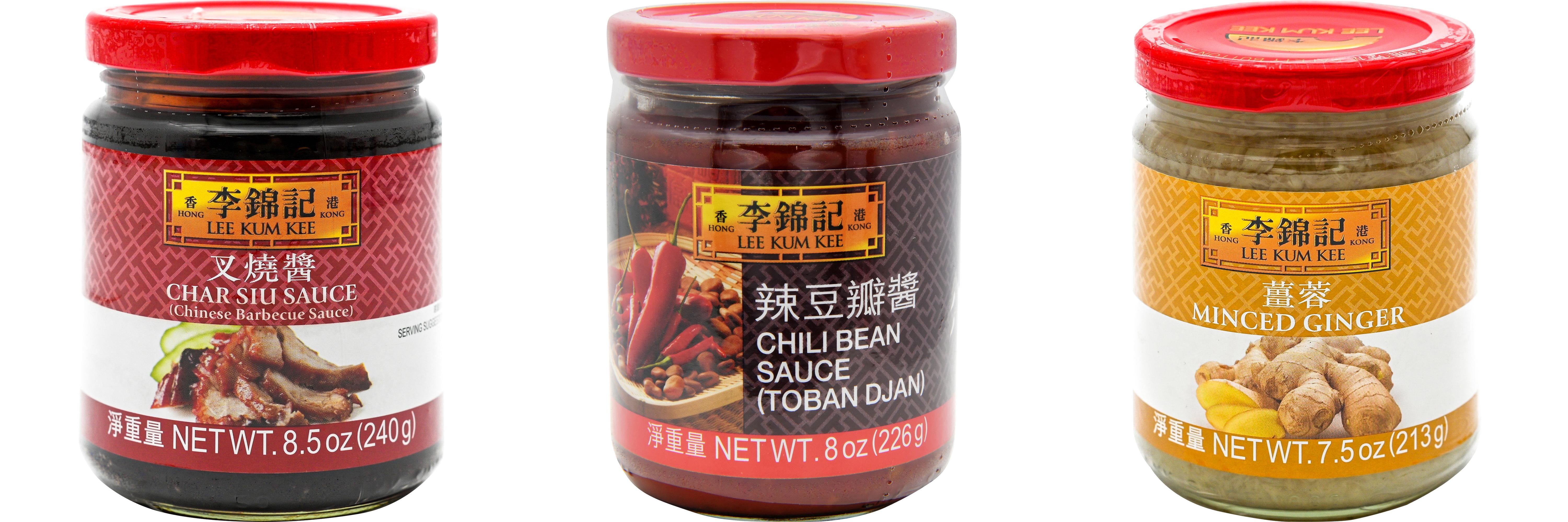 NineChef Brand Spoon Plus 3 Pack Lee Kum Kee Cooking Sauce, 3 Flavors(Char Siu Sauce,Chili Bean Sauce,Minced Ginger Sauce)