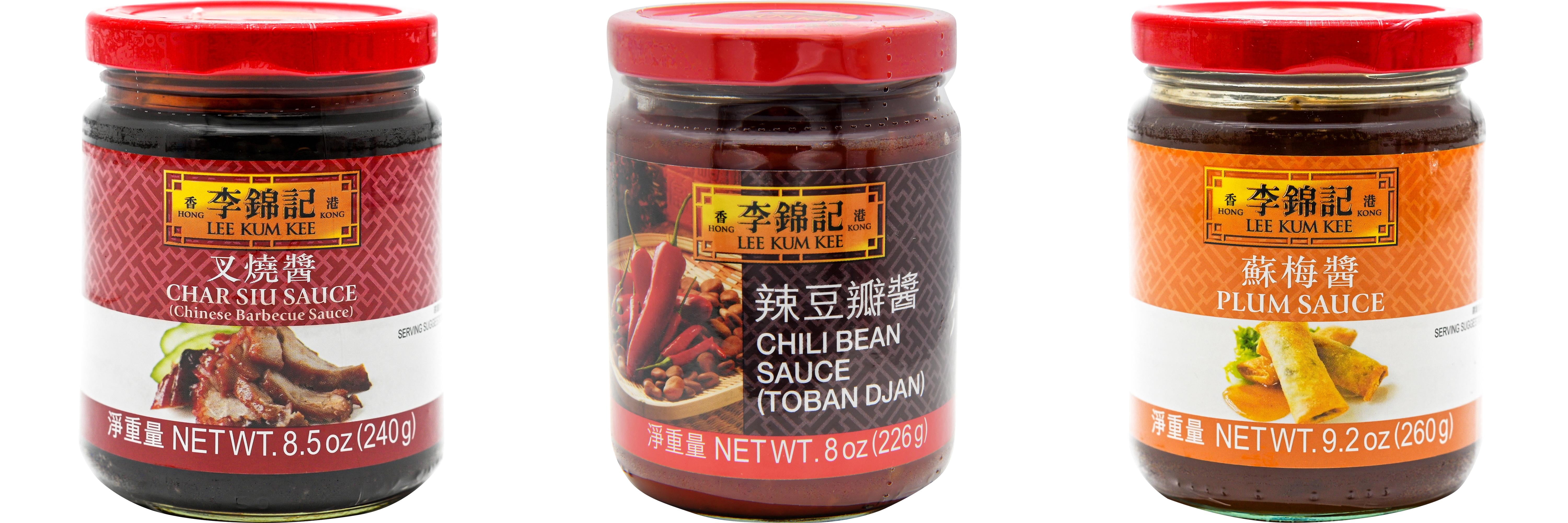 NineChef Brand Spoon Plus 3 Pack Lee Kum Kee Cooking Sauce, 3 Flavors(Char Siu Sauce,Chili Bean Sauce,Plum Sauce)
