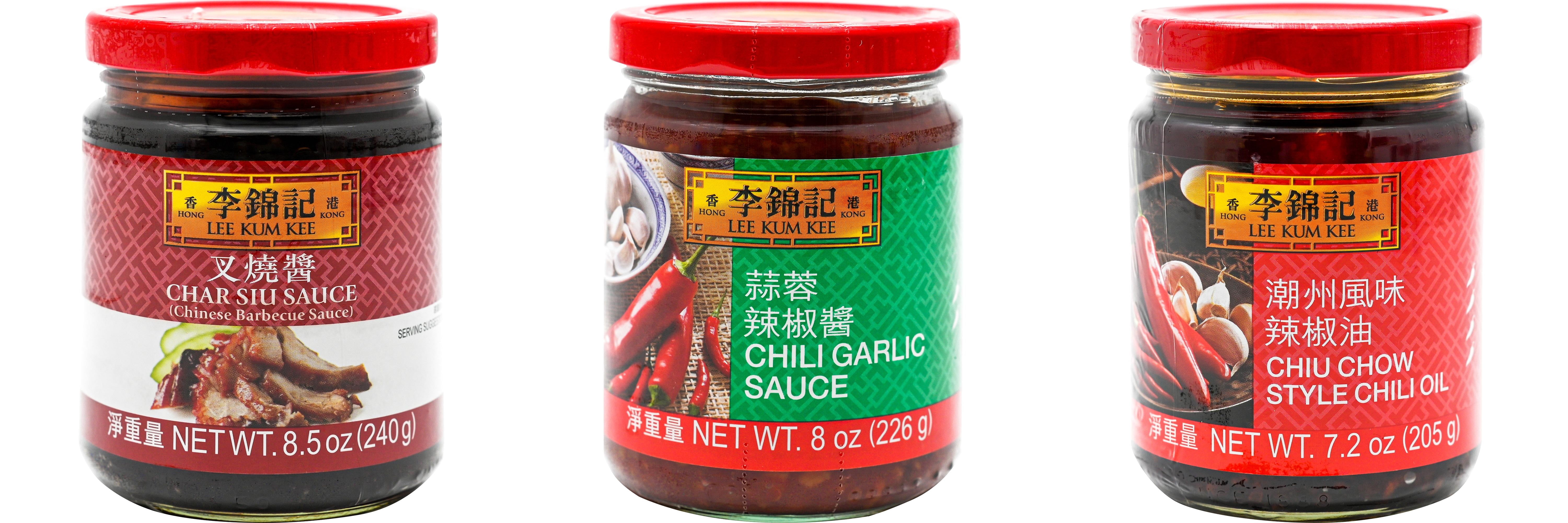 NineChef Brand Spoon Plus 3 Pack Lee Kum Kee Cooking Sauce, 3 Flavors(Char Siu Sauce,Chili Garlic Sauce,Chiu Chow Chili Oil)