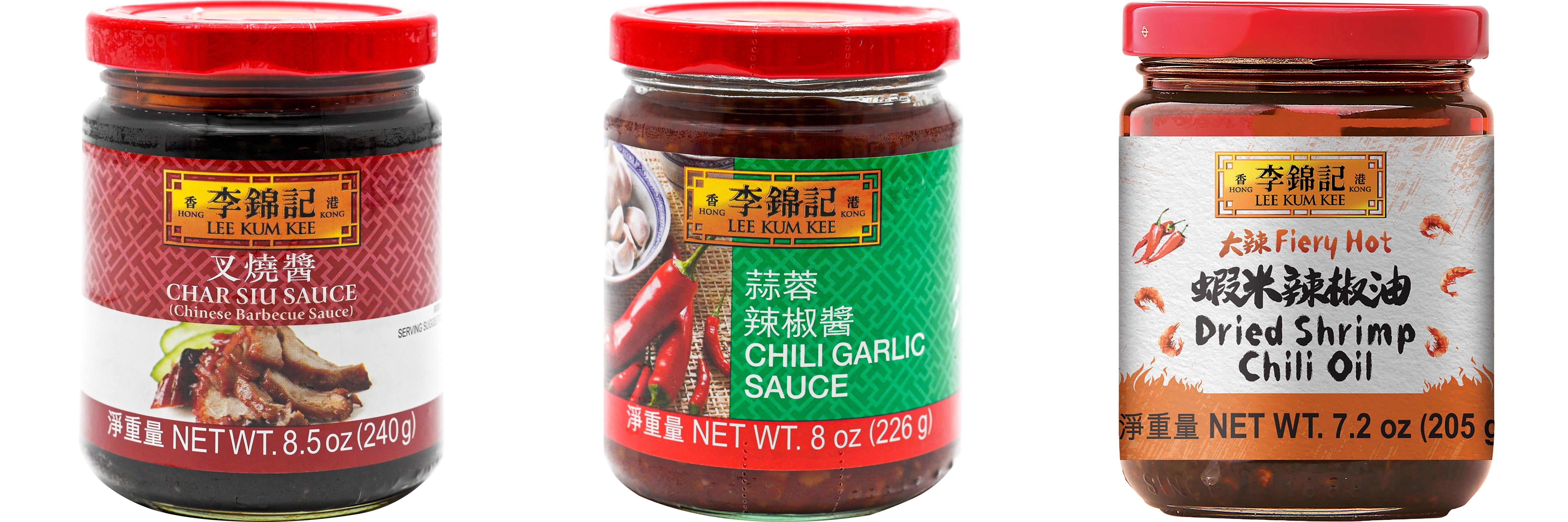 NineChef Brand Spoon Plus 3 Pack Lee Kum Kee Cooking Sauce, 3 Flavors(Char Siu Sauce,Chili Garlic Sauce,Dried Shrimp Chili Oil)