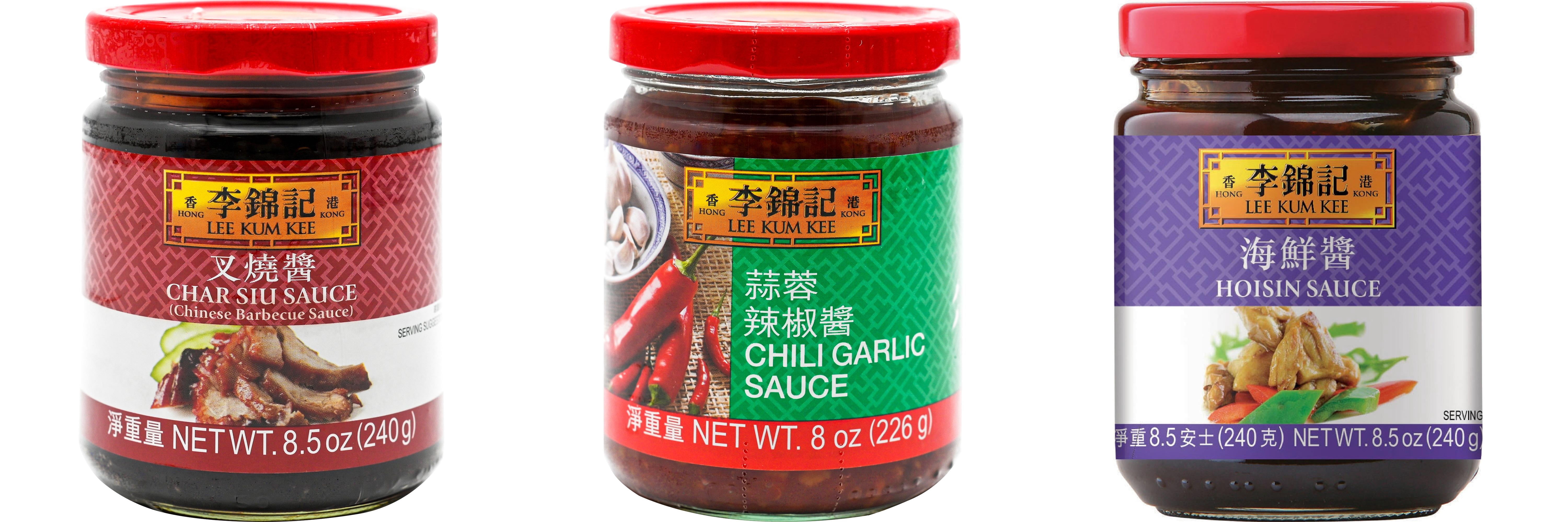 NineChef Brand Spoon Plus 3 Pack Lee Kum Kee Cooking Sauce, 3 Flavors(Char Siu Sauce,Chili Garlic Sauce,Hoisin Sauce)