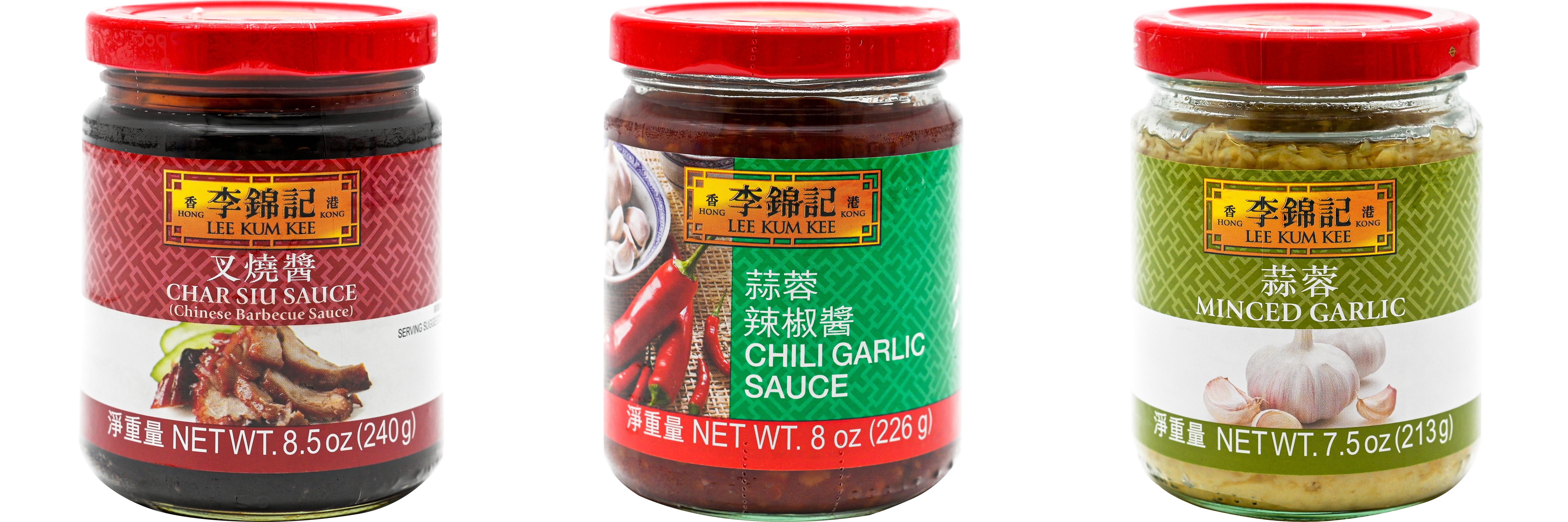 NineChef Brand Spoon Plus 3 Pack Lee Kum Kee Cooking Sauce, 3 Flavors(Char Siu Sauce,Chili Garlic Sauce,Minced Garlic Sauce)
