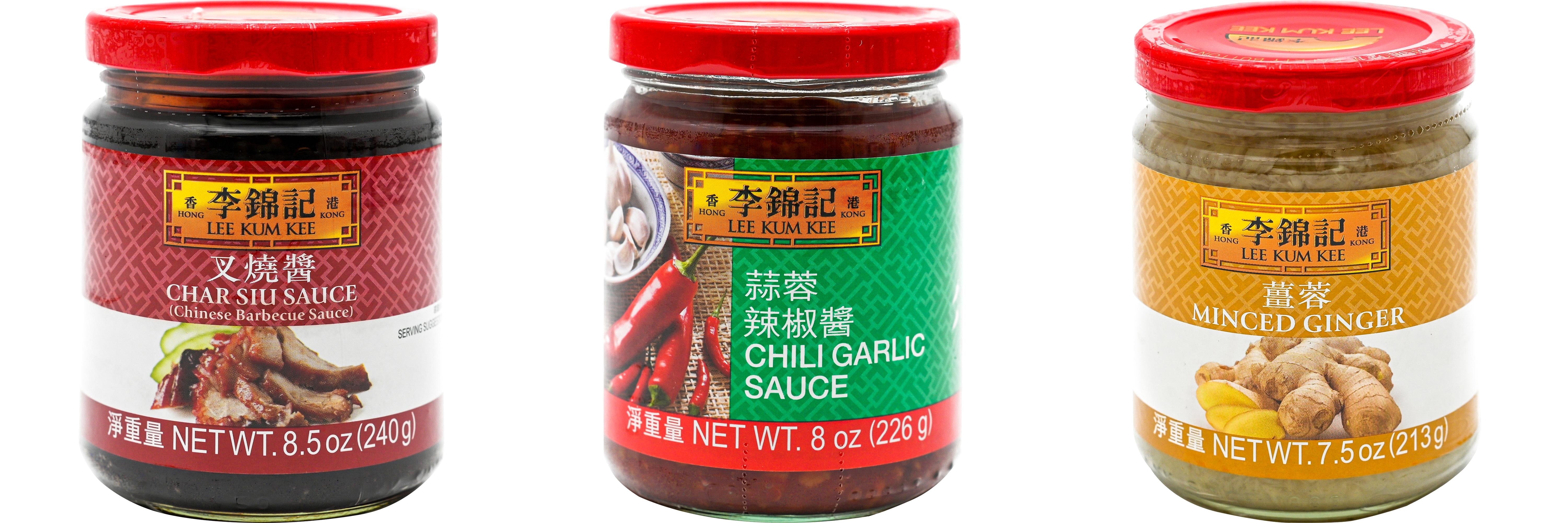 NineChef Brand Spoon Plus 3 Pack Lee Kum Kee Cooking Sauce, 3 Flavors(Char Siu Sauce,Chili Garlic Sauce,Minced Ginger Sauce)