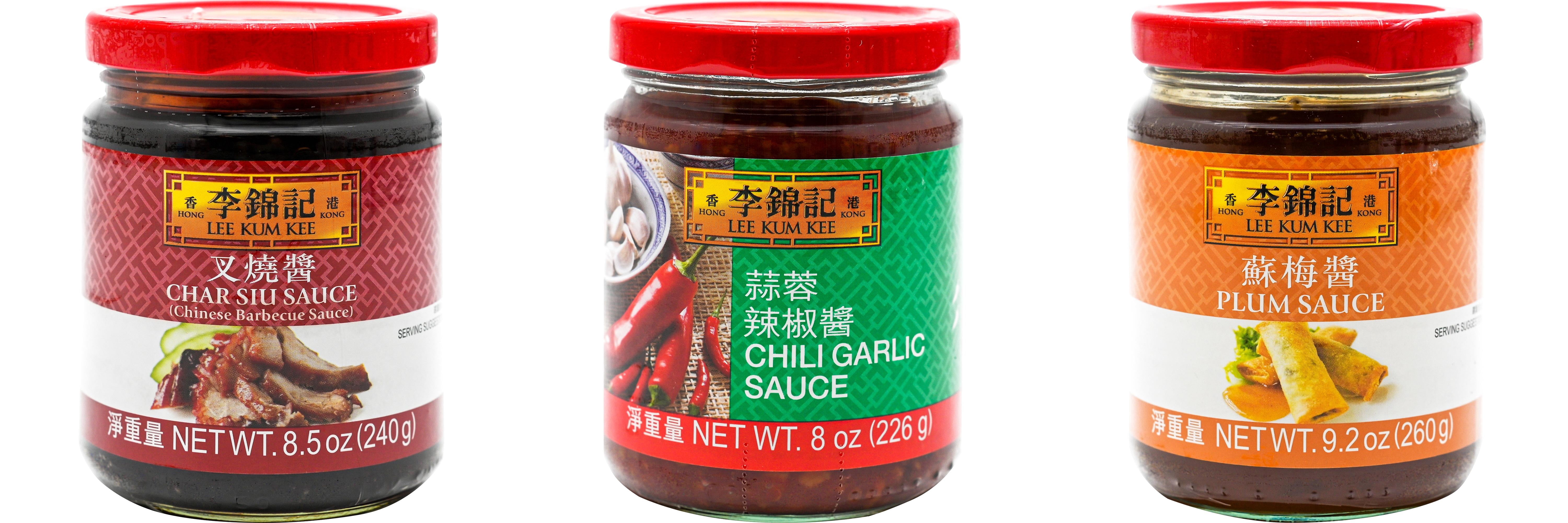 NineChef Brand Spoon Plus 3 Pack Lee Kum Kee Cooking Sauce, 3 Flavors(Char Siu Sauce,Chili Garlic Sauce,Plum Sauce)