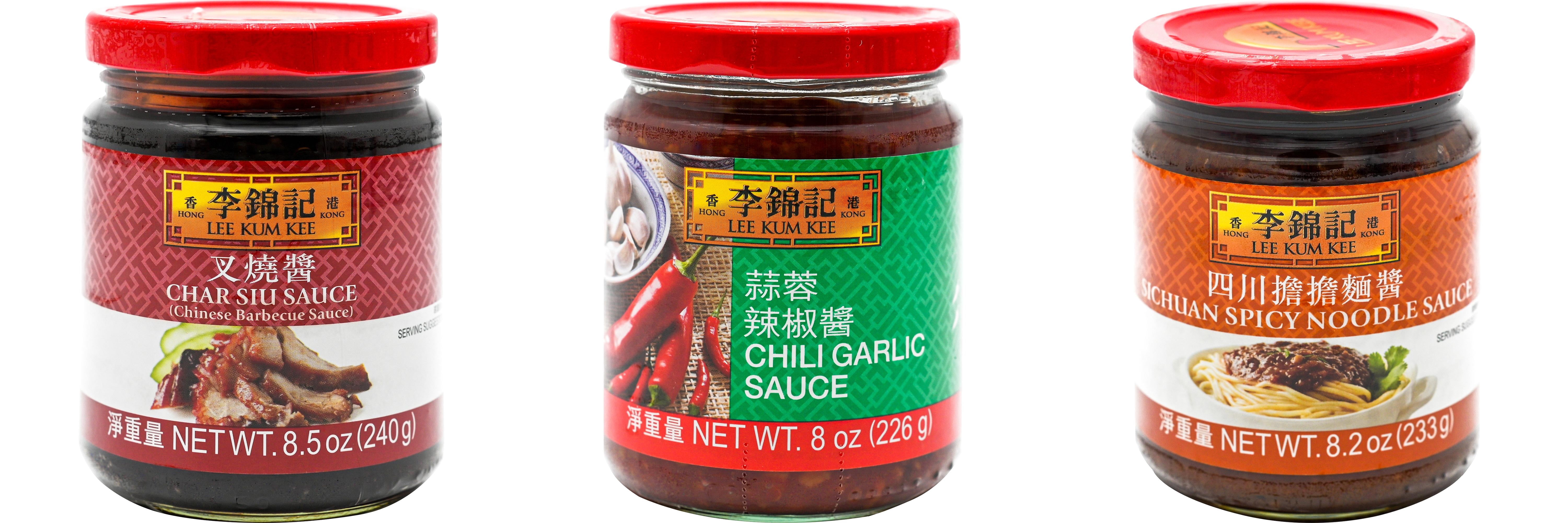 NineChef Brand Spoon Plus 3 Pack Lee Kum Kee Cooking Sauce, 3 Flavors(Char Siu Sauce,Chili Garlic Sauce,Sichuan Spicy Noodle Sauce)