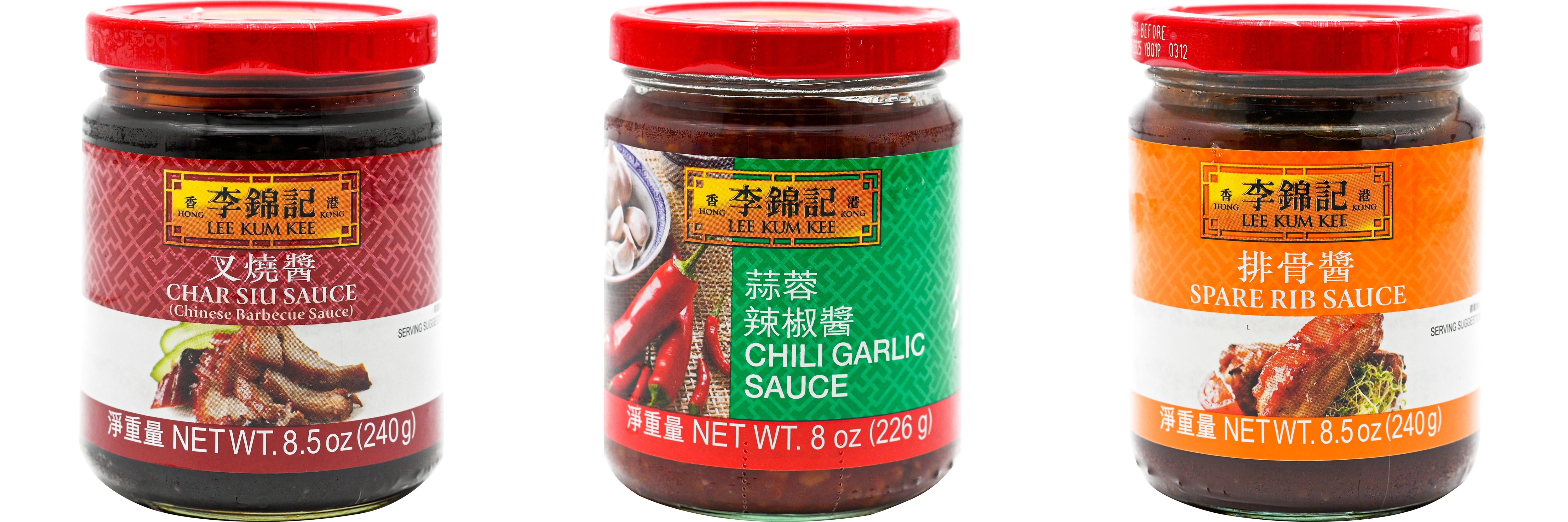 NineChef Brand Spoon Plus 3 Pack Lee Kum Kee Cooking Sauce, 3 Flavors(Char Siu Sauce,Chili Garlic Sauce,Spare Rib Sauce)