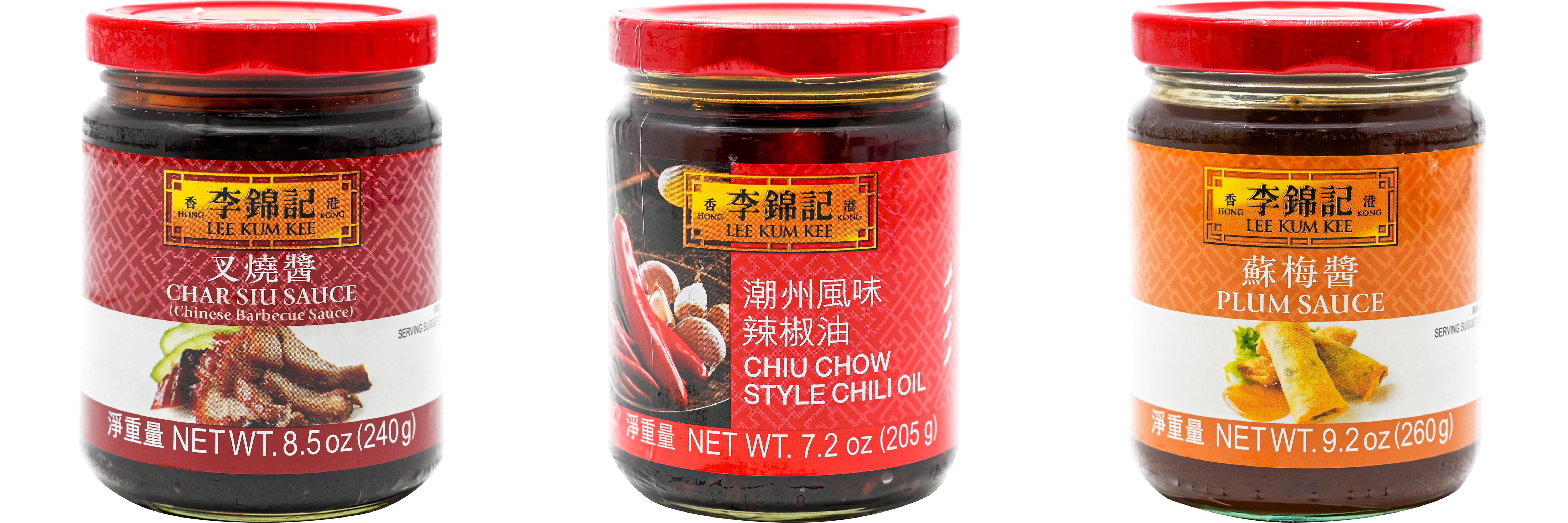 NineChef Brand Spoon Plus 3 Pack Lee Kum Kee Cooking Sauce, 3 Flavors(Char Siu Sauce,Chiu Chow Chili Oil,Plum Sauce)