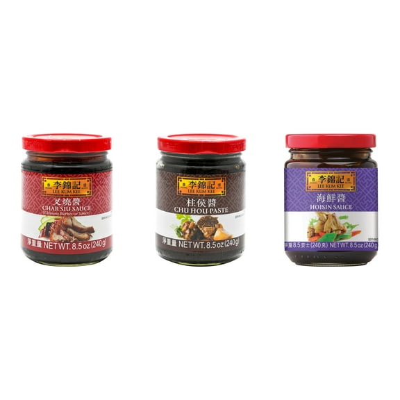 NineChef Brand Spoon Plus 3 Pack Lee Kum Kee Cooking Sauce, 3 Flavors(Char Siu Sauce,Chu Hou,Hoisin Sauce)