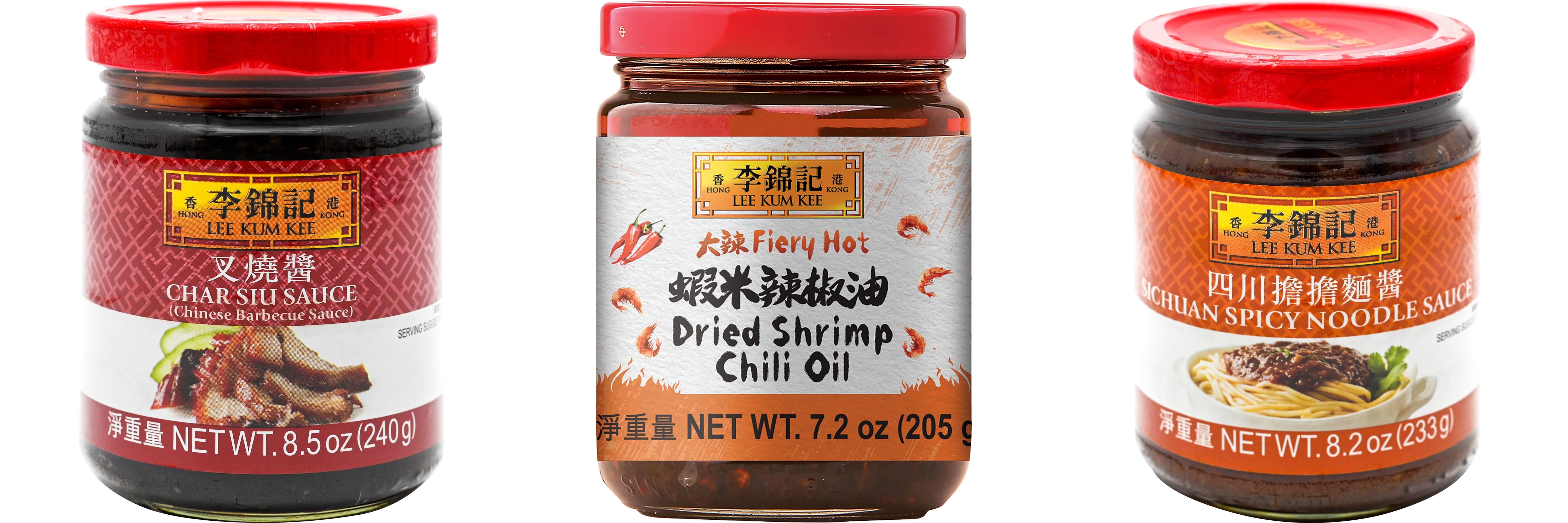NineChef Brand Spoon Plus 3 Pack Lee Kum Kee Cooking Sauce, 3 Flavors(Char Siu Sauce,Dried Shrimp Chili Oil,Sichuan Spicy Noodle Sauce)