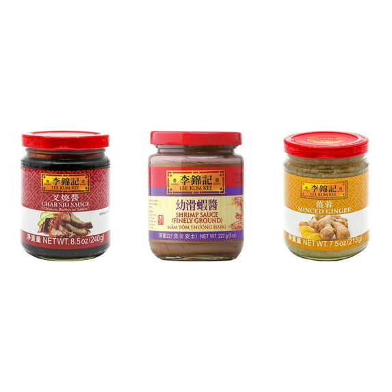 NineChef Brand Spoon Plus 3 Pack Lee Kum Kee Cooking Sauce, 3 Flavors(Char Siu Sauce,Finely Shrimp,Minced Ginger Sauce)
