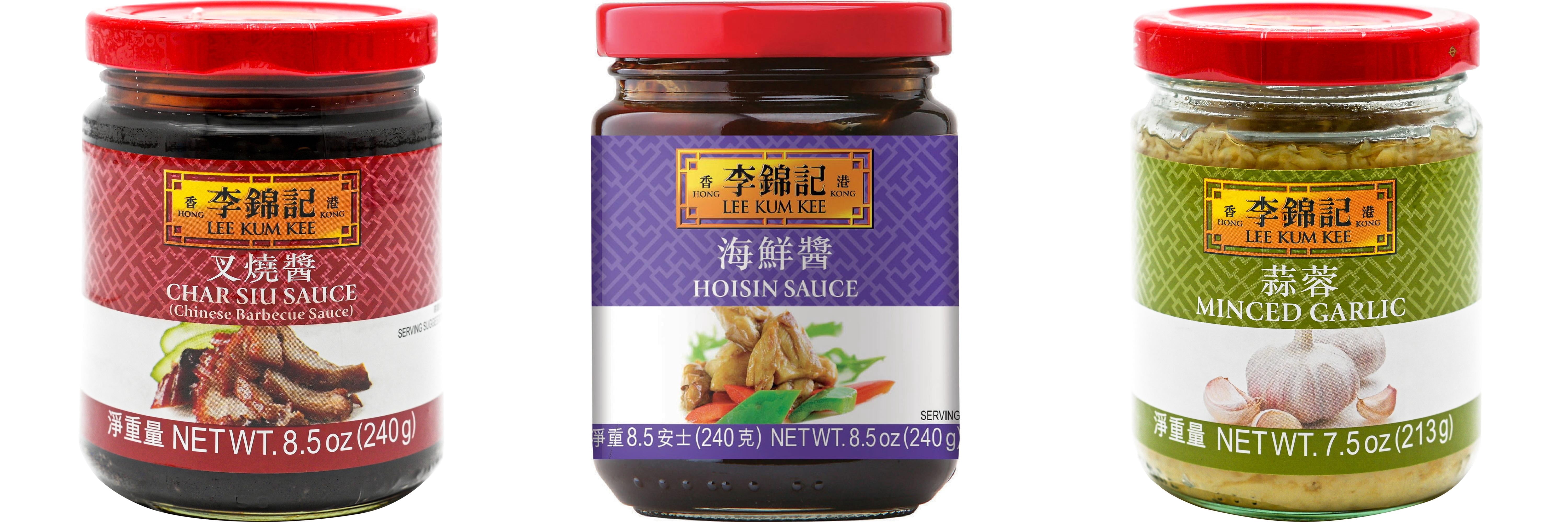NineChef Brand Spoon Plus 3 Pack Lee Kum Kee Cooking Sauce, 3 Flavors(Char Siu Sauce,Hoisin Sauce,Minced Garlic Sauce)