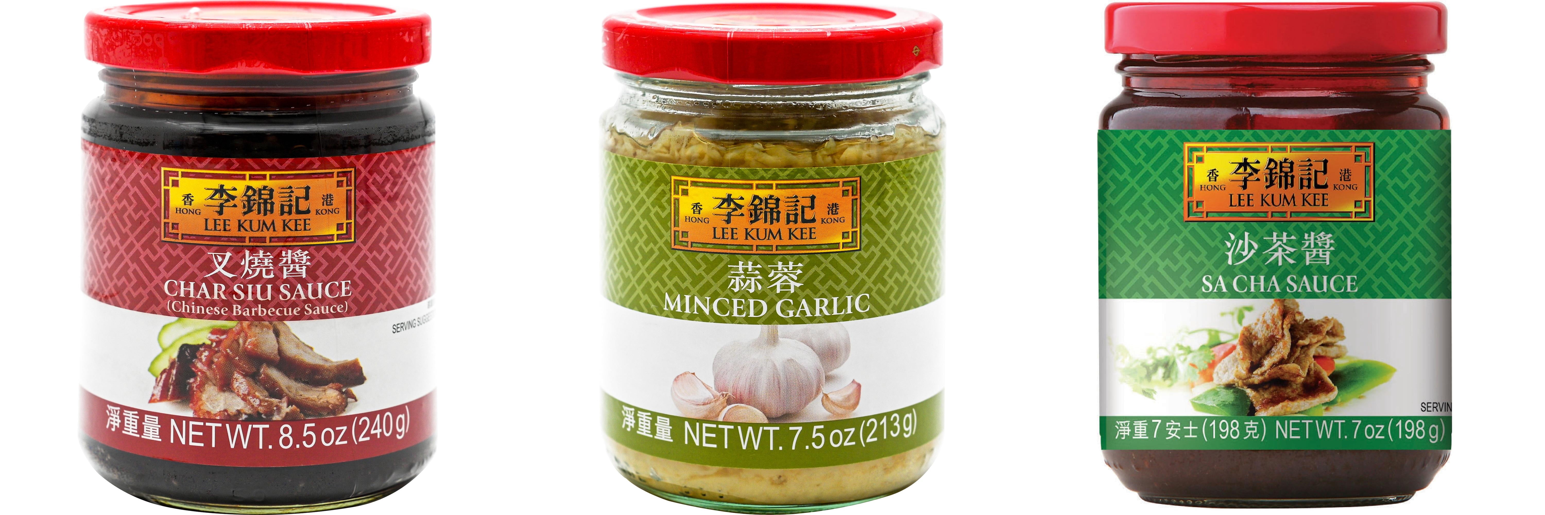 NineChef Brand Spoon Plus 3 Pack Lee Kum Kee Cooking Sauce, 3 Flavors(Char Siu Sauce,Minced Garlic Sauce,Sa Cha Sauce)