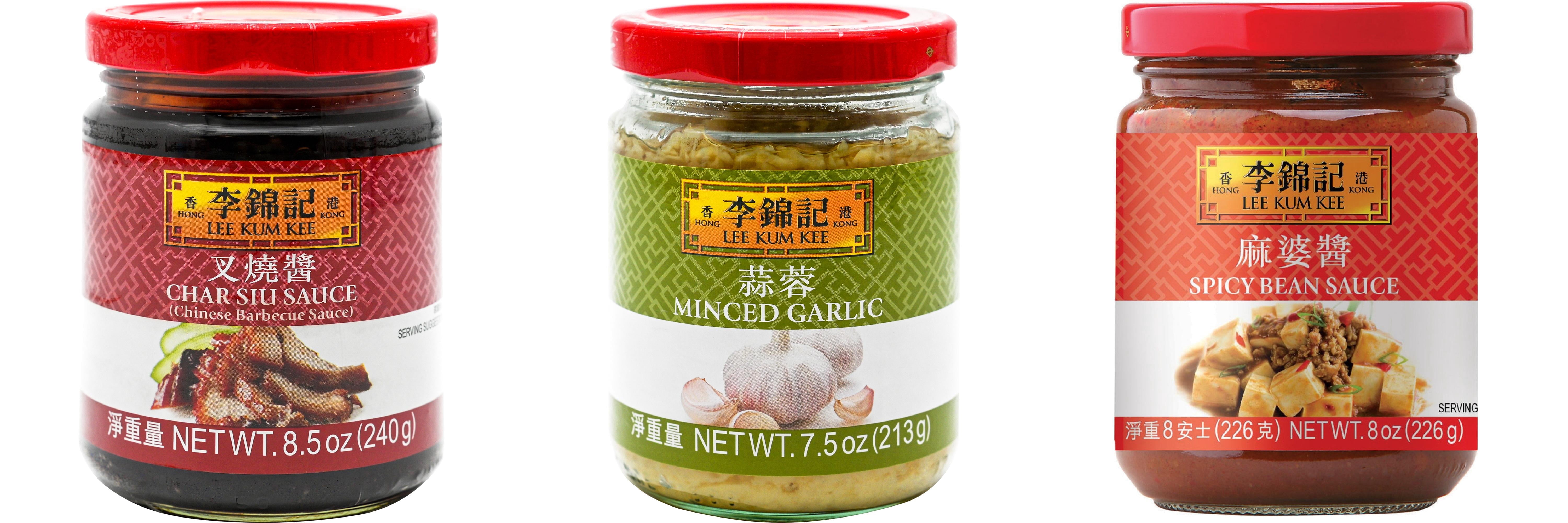 NineChef Brand Spoon Plus 3 Pack Lee Kum Kee Cooking Sauce, 3 Flavors(Char Siu Sauce,Minced Garlic Sauce,Spicy Bean Sauce)
