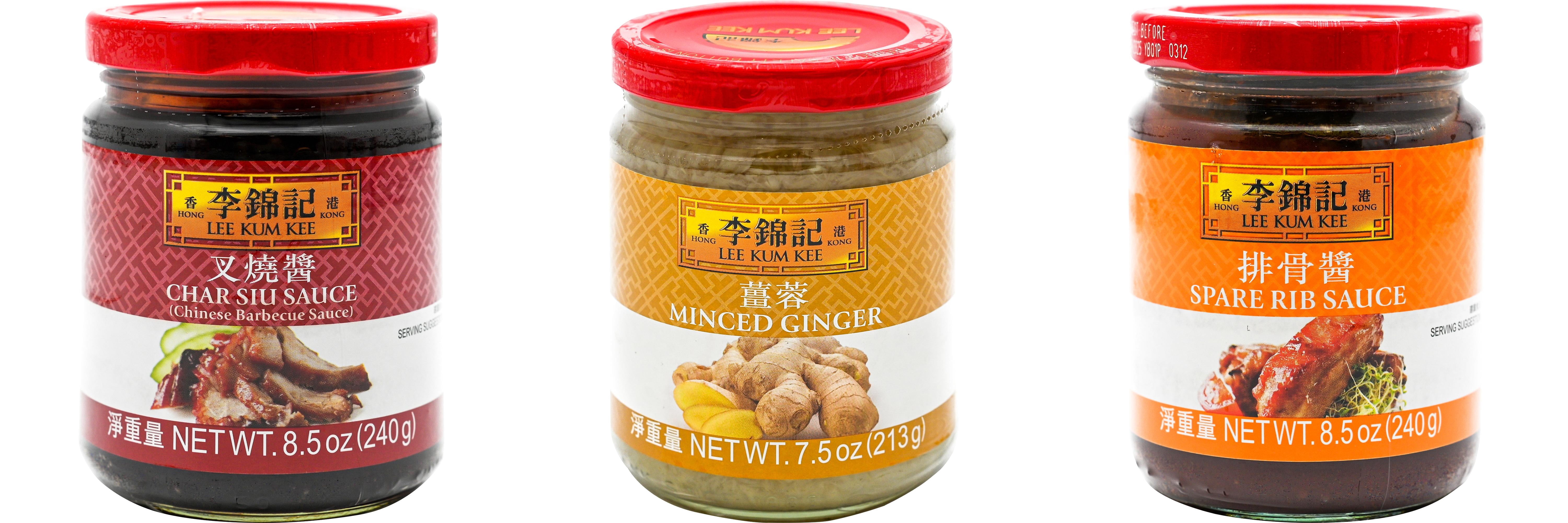 NineChef Brand Spoon Plus 3 Pack Lee Kum Kee Cooking Sauce, 3 Flavors(Char Siu Sauce,Minced Ginger Sauce,Spare Rib Sauce)
