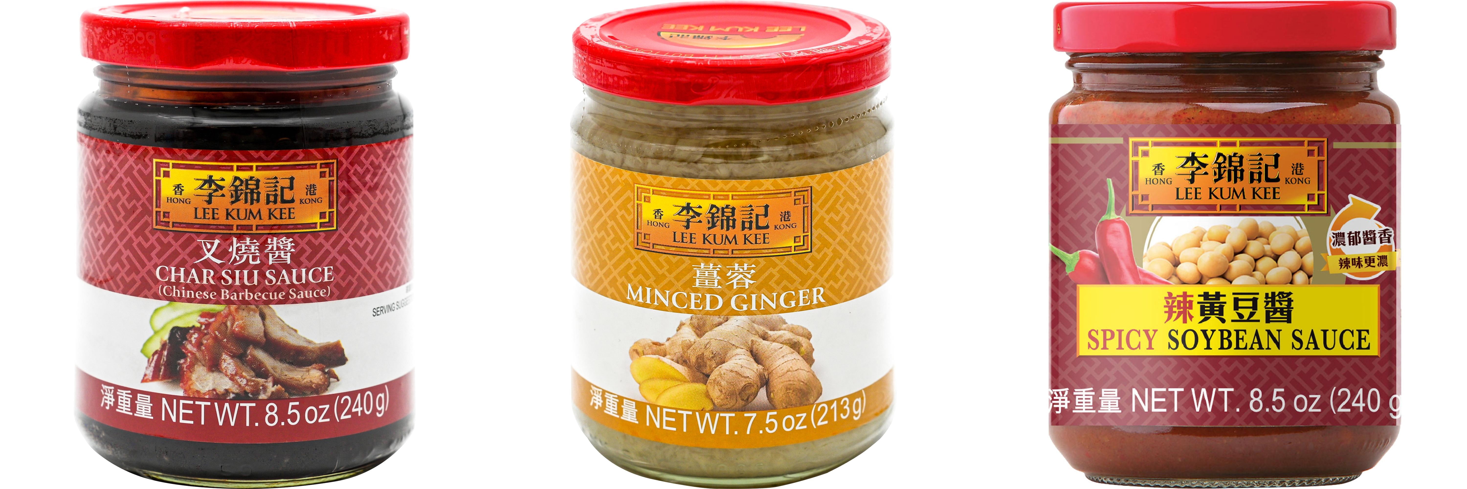 NineChef Brand Spoon Plus 3 Pack Lee Kum Kee Cooking Sauce, 3 Flavors(Char Siu Sauce,Minced Ginger Sauce,Spicy Soybean Sauce)